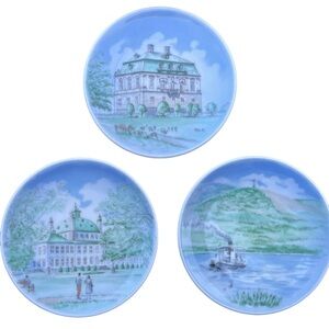 Bing & Grondahl Decorative Blue and White Porcelain Coasters or hanging set of 5